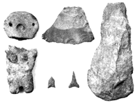 縄文：土偶・ナイフ・土掘具・石鏃
